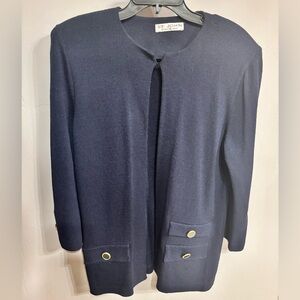 EUC St. John Navy Santana Knit Open Cardigan - Sz 14